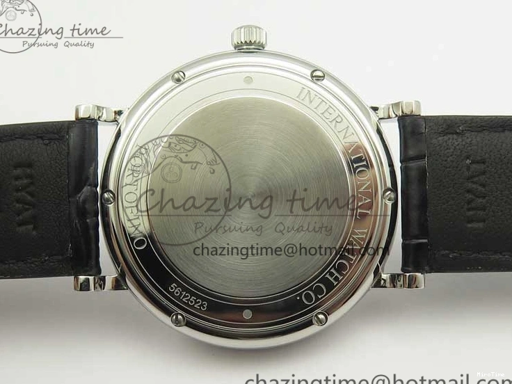 MIROTIME 0523 Affordable Portofino IW356501 SS V3 MK 1:1 Best Edition White Dial Gold Markers On Black Leather Strap MIYOTA 7196
